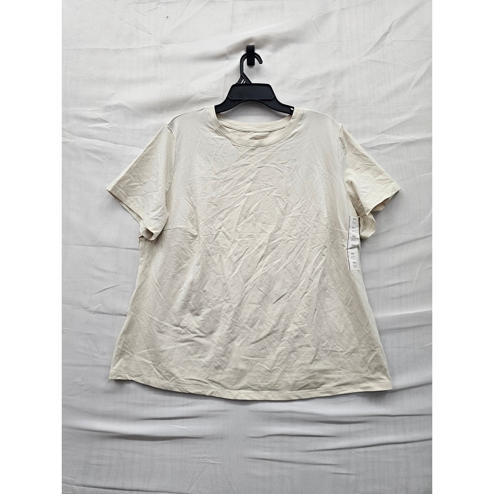 A New Day Womens Short Sleeve Crew Neck T-Shirt Beige Cotton Blend Size XXL